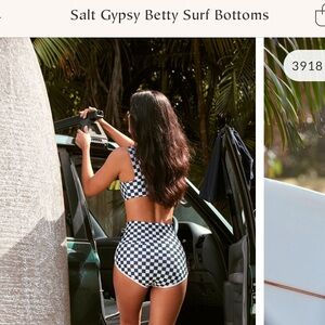 Free People Black & White Checkered High-Waist Surf Shorts